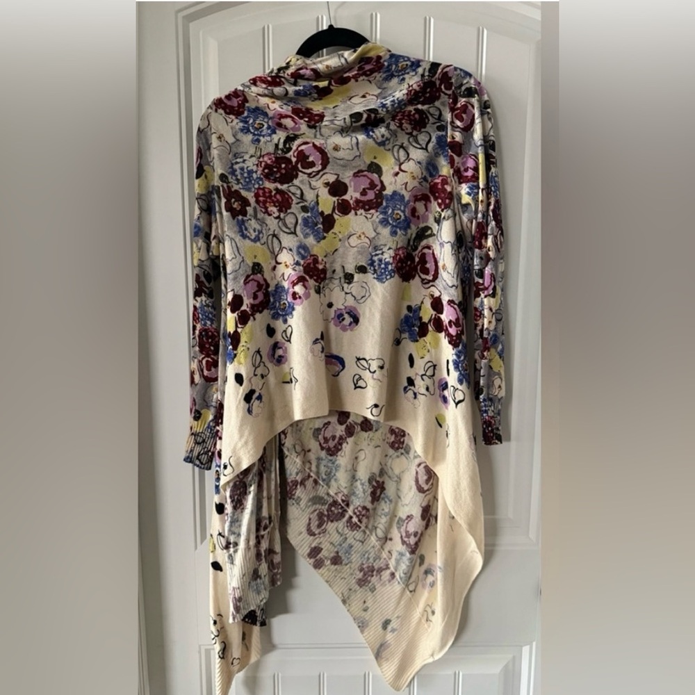 Anthropologie Floral High Low Cardigan Sweater Size Large - Picture 4 of 9